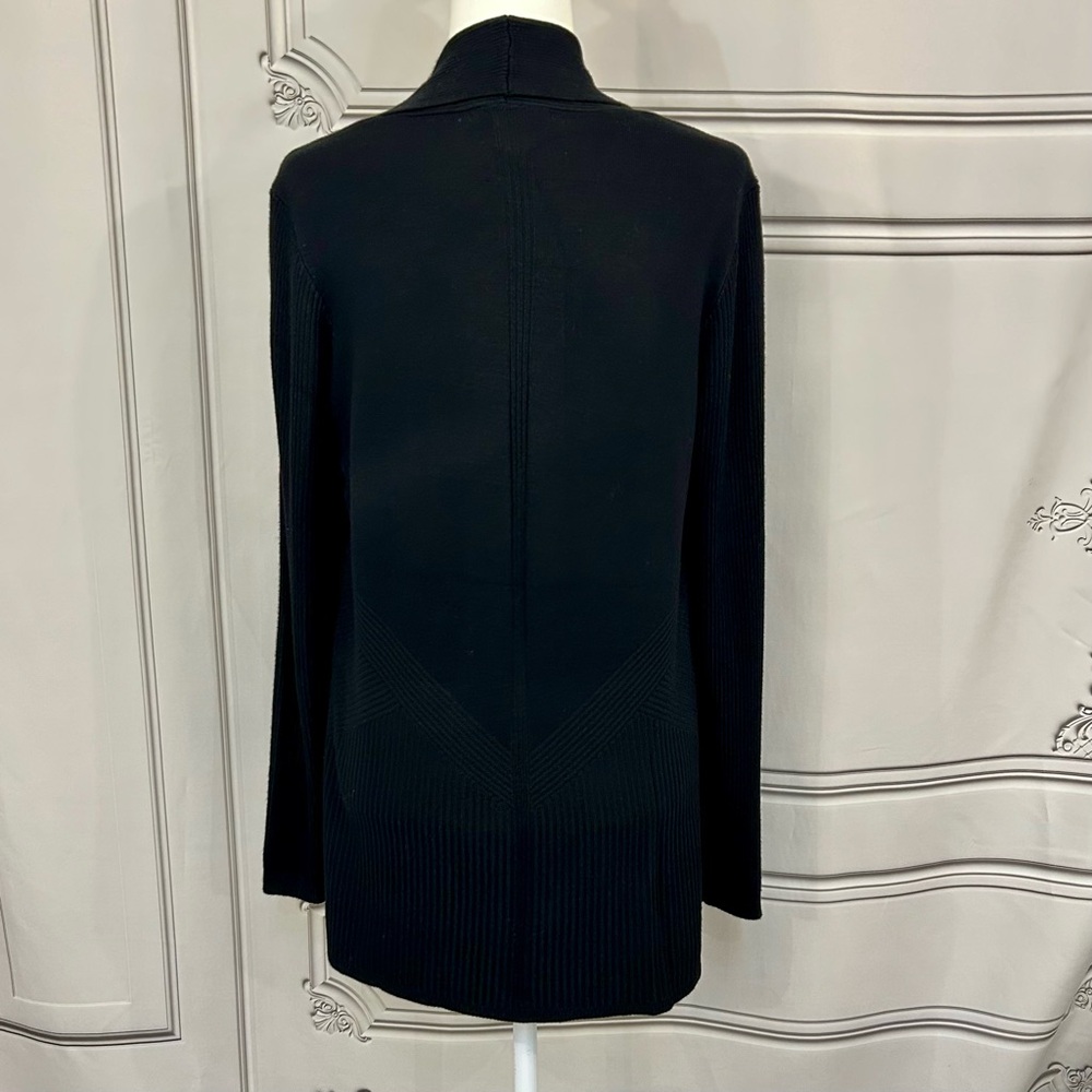 Black Cardigan Sweater, LS Open, Ribbed Design, New with Tags - Picture 5 of 9